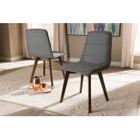 Baxton Studio LW1511-Dark Gray-DC Karalee Mid-Century Modern Dark Grey Fabric Upholstered Dining Chair (Set of 2)